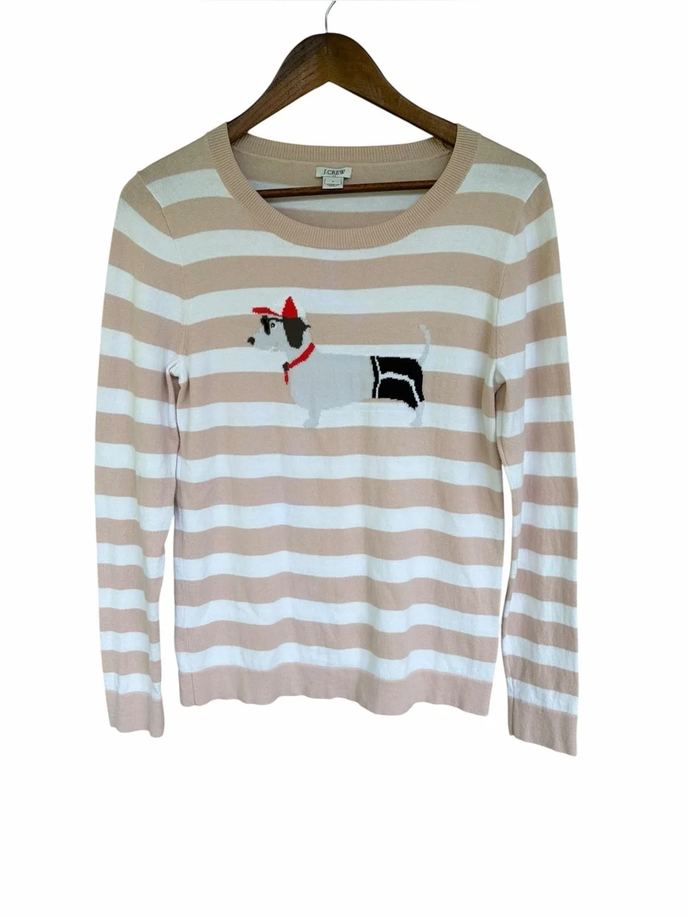 J. Crew Striped Dachshund Cotton Pullover Lightweight Sweater